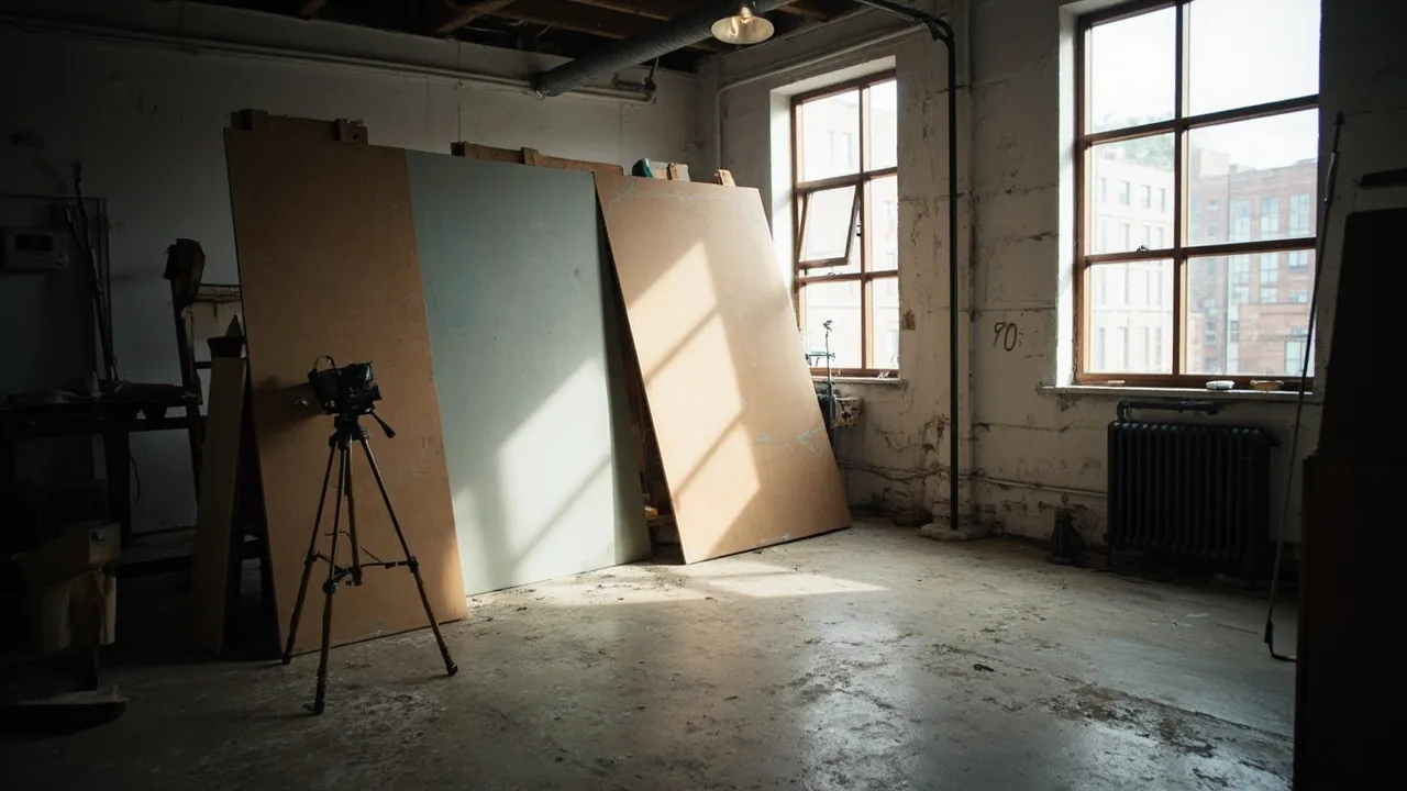 Atelier-Ansicht, Pigment auf Papier, 70 × 50 cm